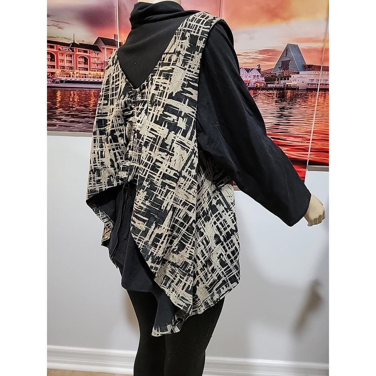 Cupcake Size M Rare Boho Overlay Tank Tunic Top Cowl Neck Beatiful Buttons #5